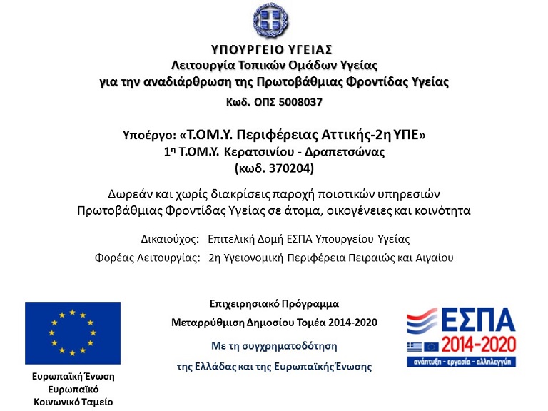 16.2.2018 Νέο!!! Έναρξη Λειτουργίας Τ.ΟΜ.Υ Κερατσινίου-Δραπετσώνας